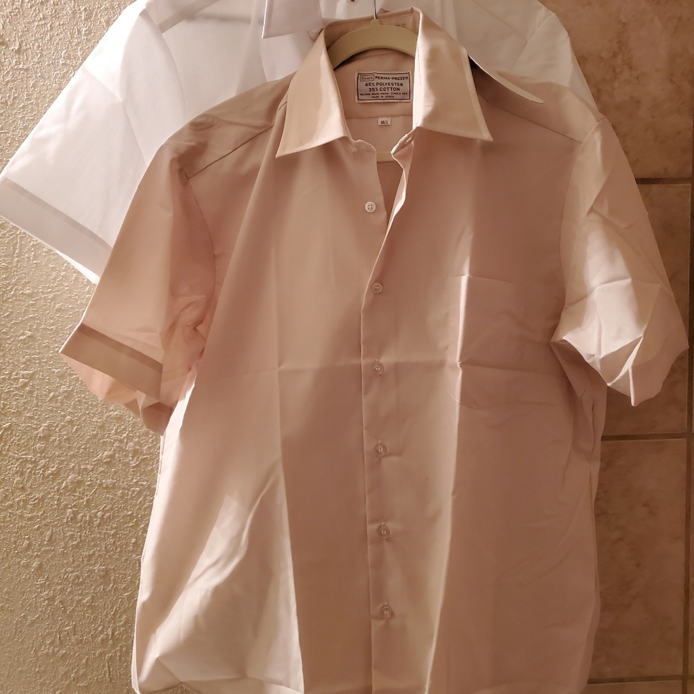 2 Vintage Sears Mens short sleeve shirts -65/35